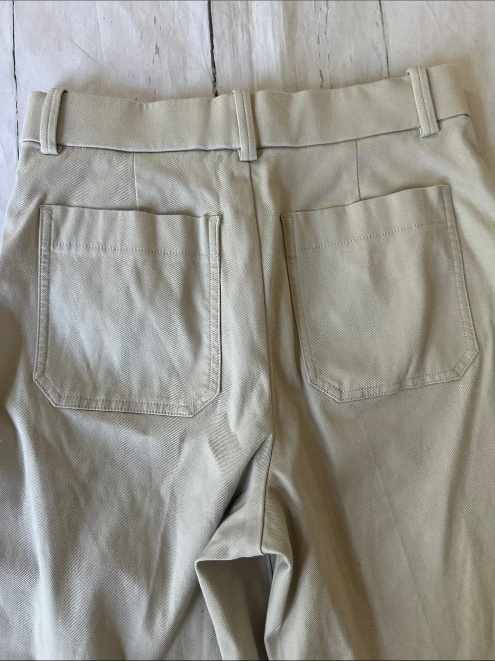 SPANX Stretch Twill Patch pocket Wide Leg High-Rise Pants in light khaki
